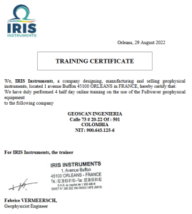 Certificación Entrenamiento IRIS Instruments. Sistema Fullwave